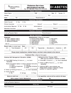 Diabetes Service Requisition Form