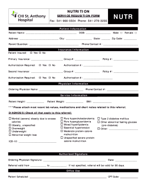 Nutrition Service Requisition Form