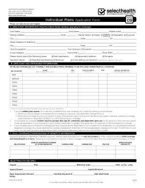 SelectHealth Individual Plans Application Form