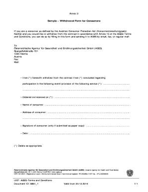 Austrian Consumer Withdrawal Form