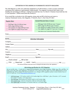 ANS Magazine Advertising Form