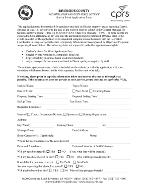 Special Events Application Form