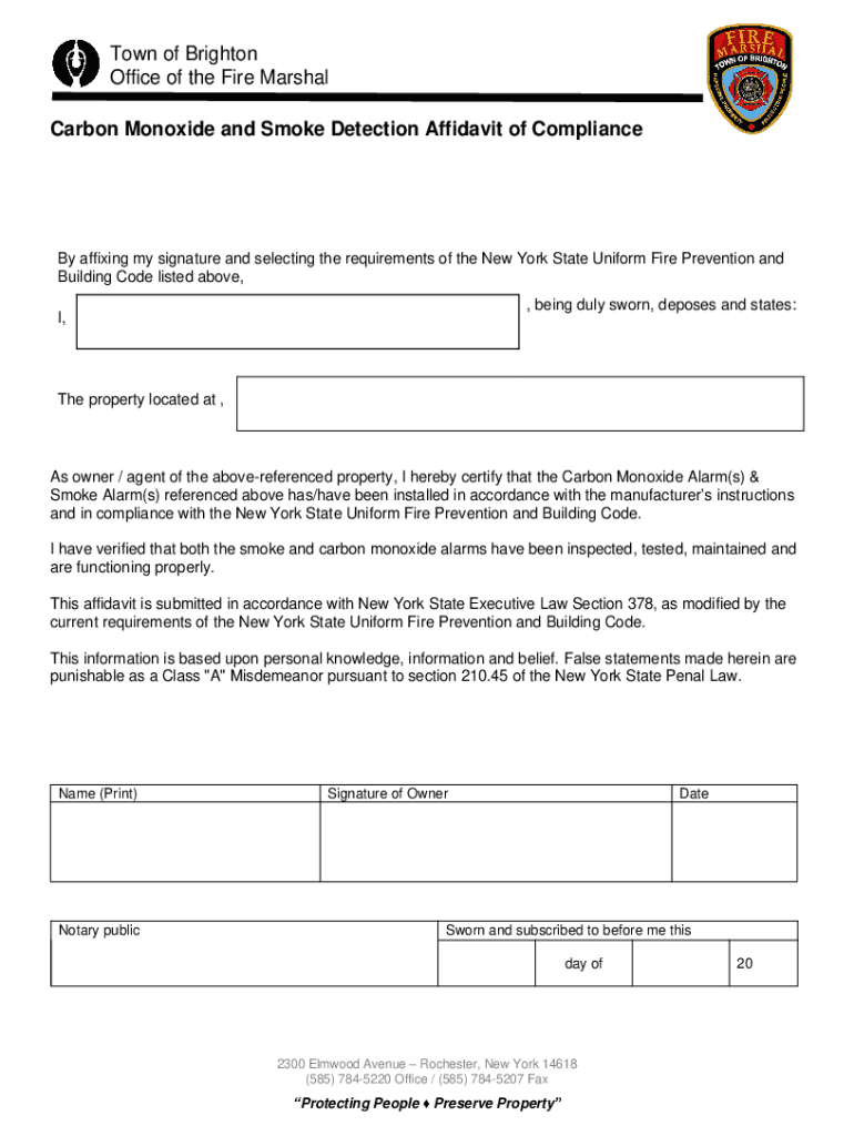 Smoke Detector bAffidavitb - Brighton - townofbrighton Preview on Page 1