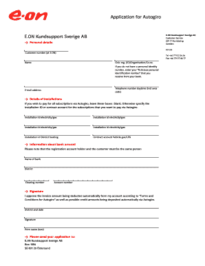 Autogiro Consent and Conditions Form