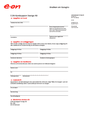 Autogiro Application Form