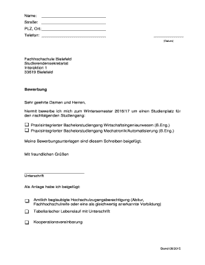 Deutscher Hochschulbewerbungsformular