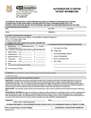Authorization to Obtain Patient Information