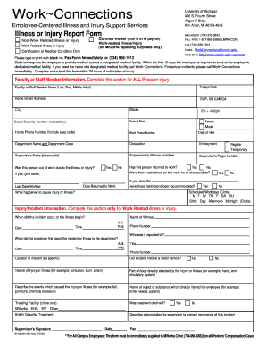 University of Michigan Illness or Injury Report Form