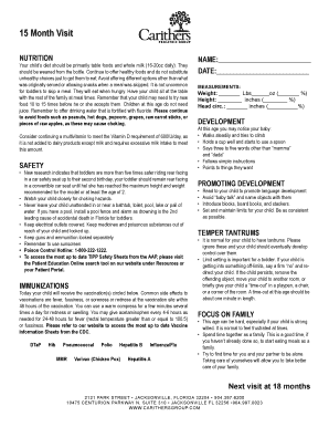 15 Month Visit Wellness Check
