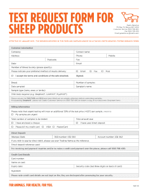 Zoetis Genetics Test Request Form