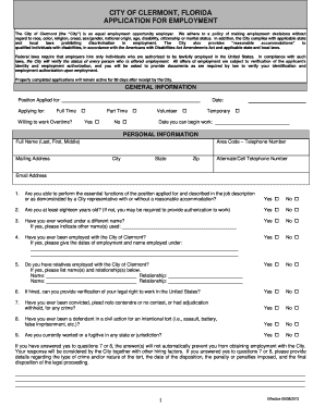 City of Clermont Employment Application