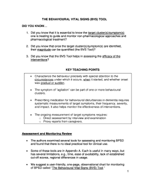 Behavioural Vital Signs Tool