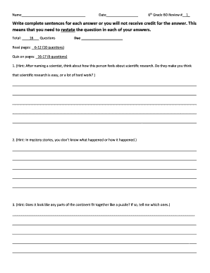 6th Grade Science Homework Assignment