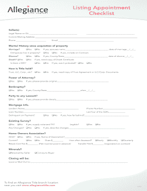 Listing Appointment Checklist - Allegiance Title