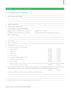 Investment Managers Insurance Proposal Form