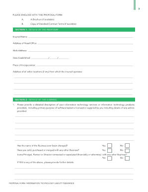 Information Technology Liability Insurance Proposal Form