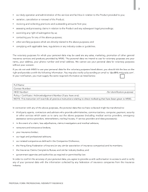 Professional Indemnity Insurance Proposal Form