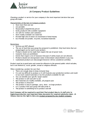 JA Company Product Approval Form