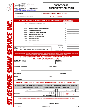 Credit Card Authorization Form