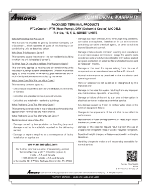 Commercial Warranty for Packaged Terminal Products