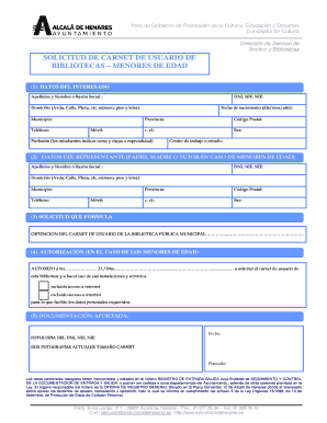 SOLICITUD DE CARNET DE USUARIO DE BIBLIOTECAS – MENORES DE EDAD