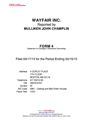 Form 4 Statement of Changes in Beneficial Ownership