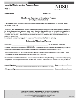 Identity Statement of Educational Purpose Form