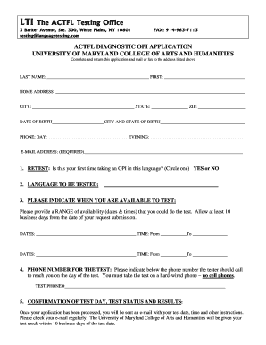 ACTFL OPI Application Form