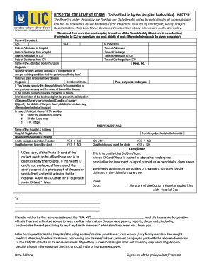 Hospital Treatment Form