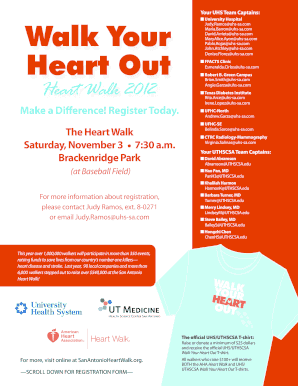 UHS/UTHSCSA Heart Walk Registration Form