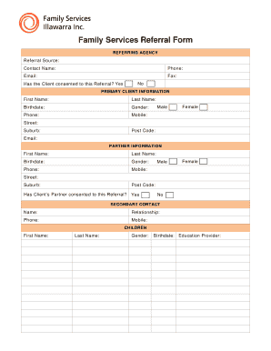 Family Services Referral Form