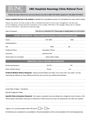 UNC Neurology Clinic Referral Form