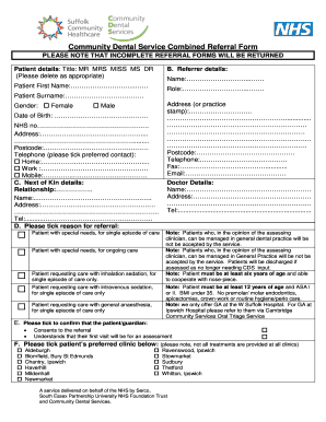 Community Dental Service Combined Referral Form
