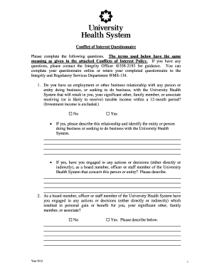 Conflict of Interest Questionnaire