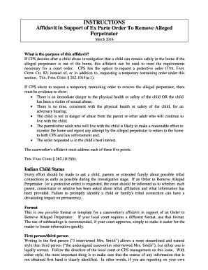 Sample bAffidavitb to Support Order for Investigation of bb - DFPS Home - dfps state tx
