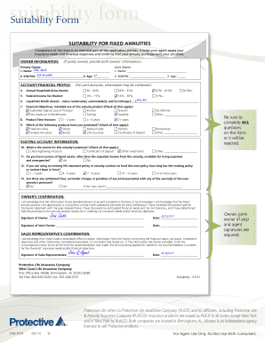 Fixed Annuity Suitability Form