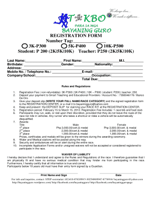 Race Registration Form