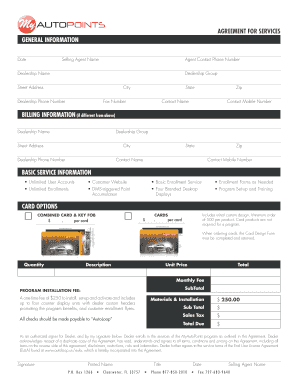MyAutoPoints Loyalty Program Agreement