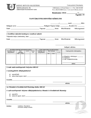Subject Exemption Request Form