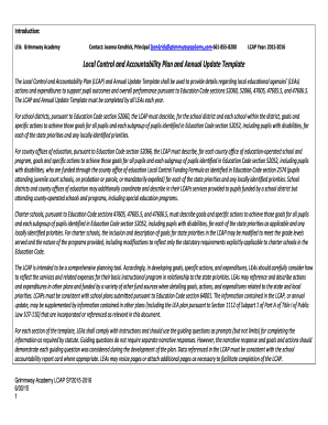 California Local Control and Accountability Plan Template