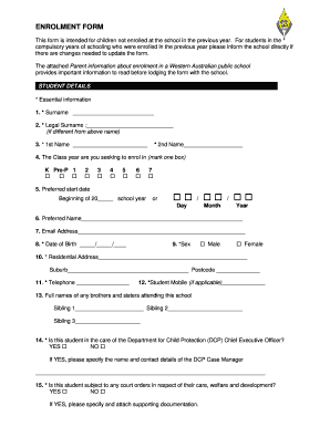 Western Australian Public School Enrolment Form