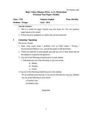 English Terminal Test Paper for Class VIII