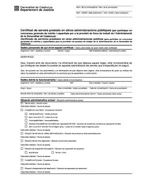 Certificate of Services Rendered in Public Administrations
