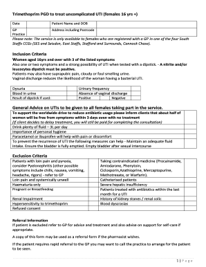 Trimethoprim PGD for Uncomplicated UTI