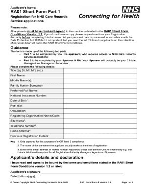 RA01 Short Form Part 1