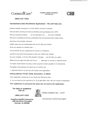 Connecticare Solo Enrollment Application