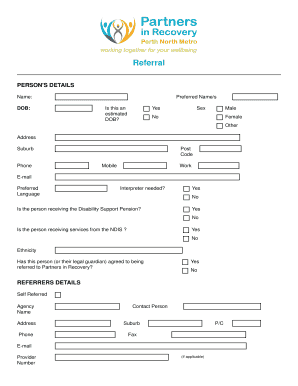 Partners in Recovery Referral Form