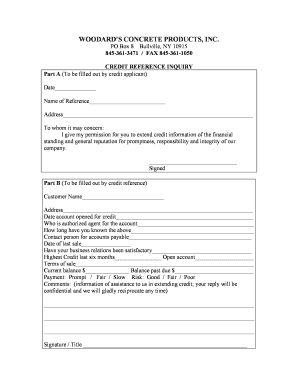 Credit Reference Inquiry Form