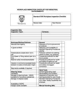 Workplace Inspection Checklist for Industrial Environments