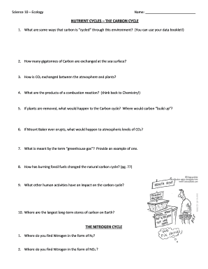 Science 10 Ecology Worksheet